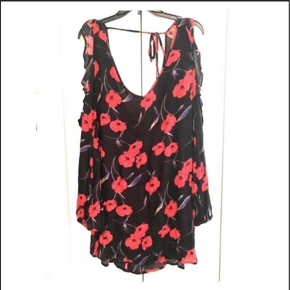 Long Sleeve Cold Shoulder Floral Dress